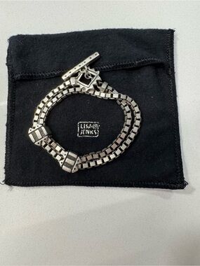 Vintage Lisa Jenks Silver Double Box Chain Bracelet
